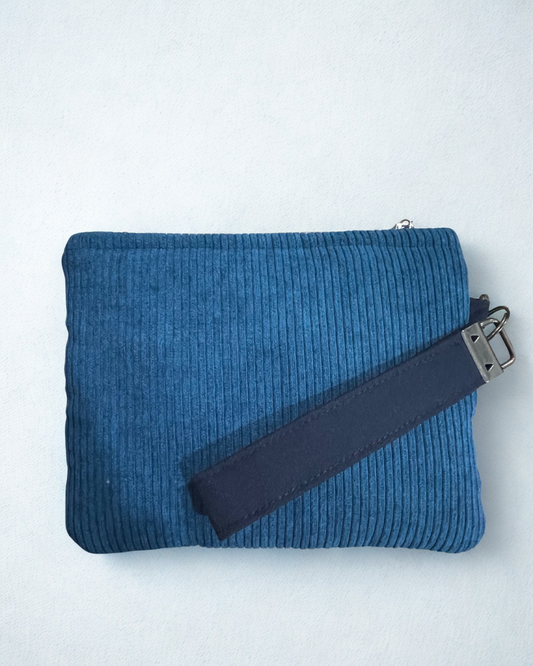 Medium Pochette in Blue Corduroy
