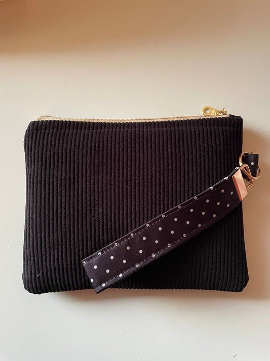 Medium Pochette in Black Corduroy