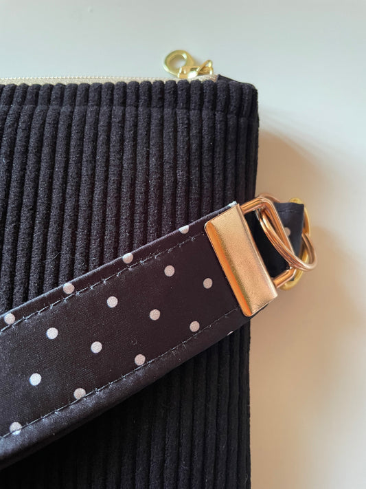Medium Pochette in Black Corduroy